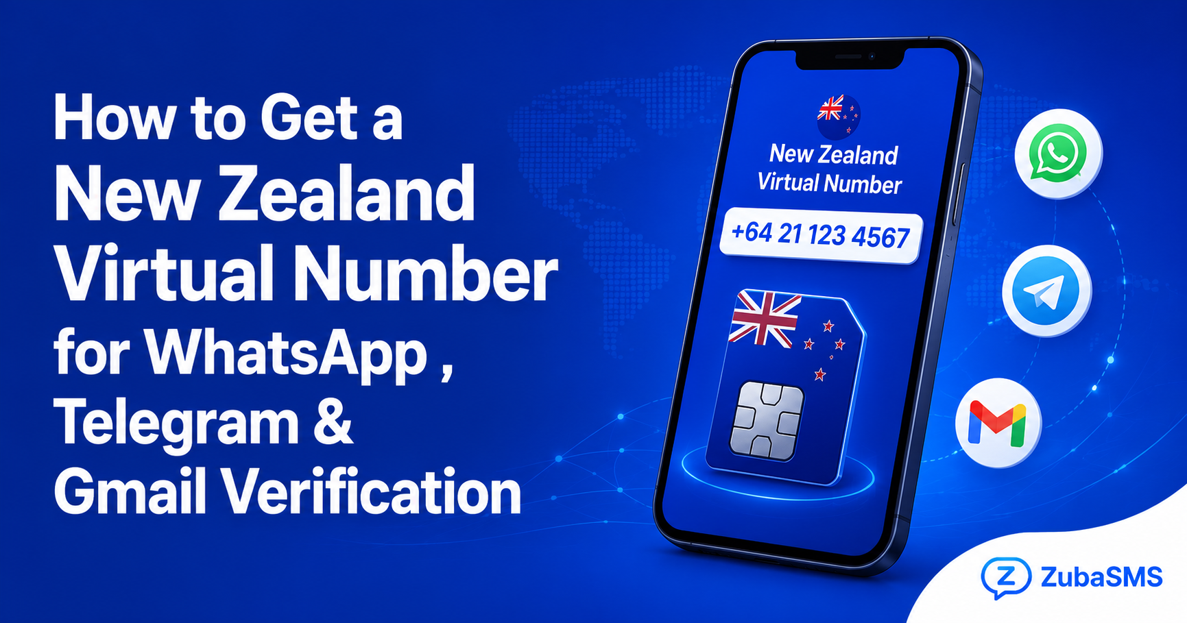 New Zealand virtual numbers for WhatsApp, Telegram, and Gmail verification with secure SMS verification and instant OTP delivery.