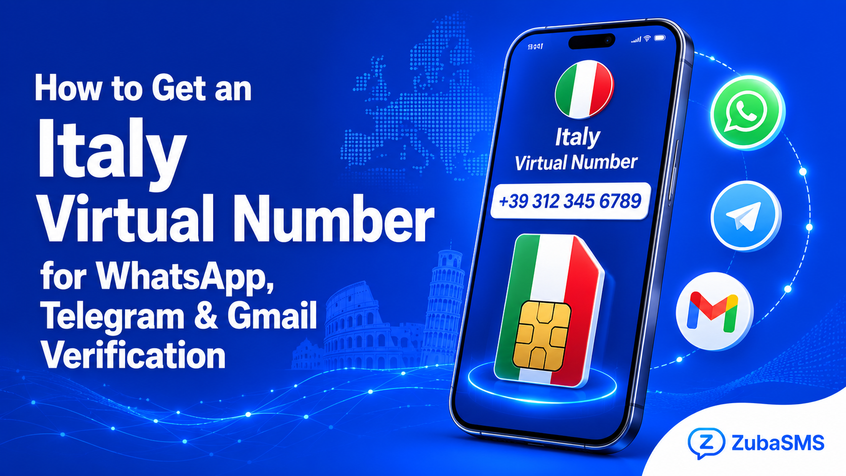 Italy virtual number for WhatsApp, Telegram, and Gmail verification with secure SMS verification, virtual phone numbers, and instant OTP delivery.