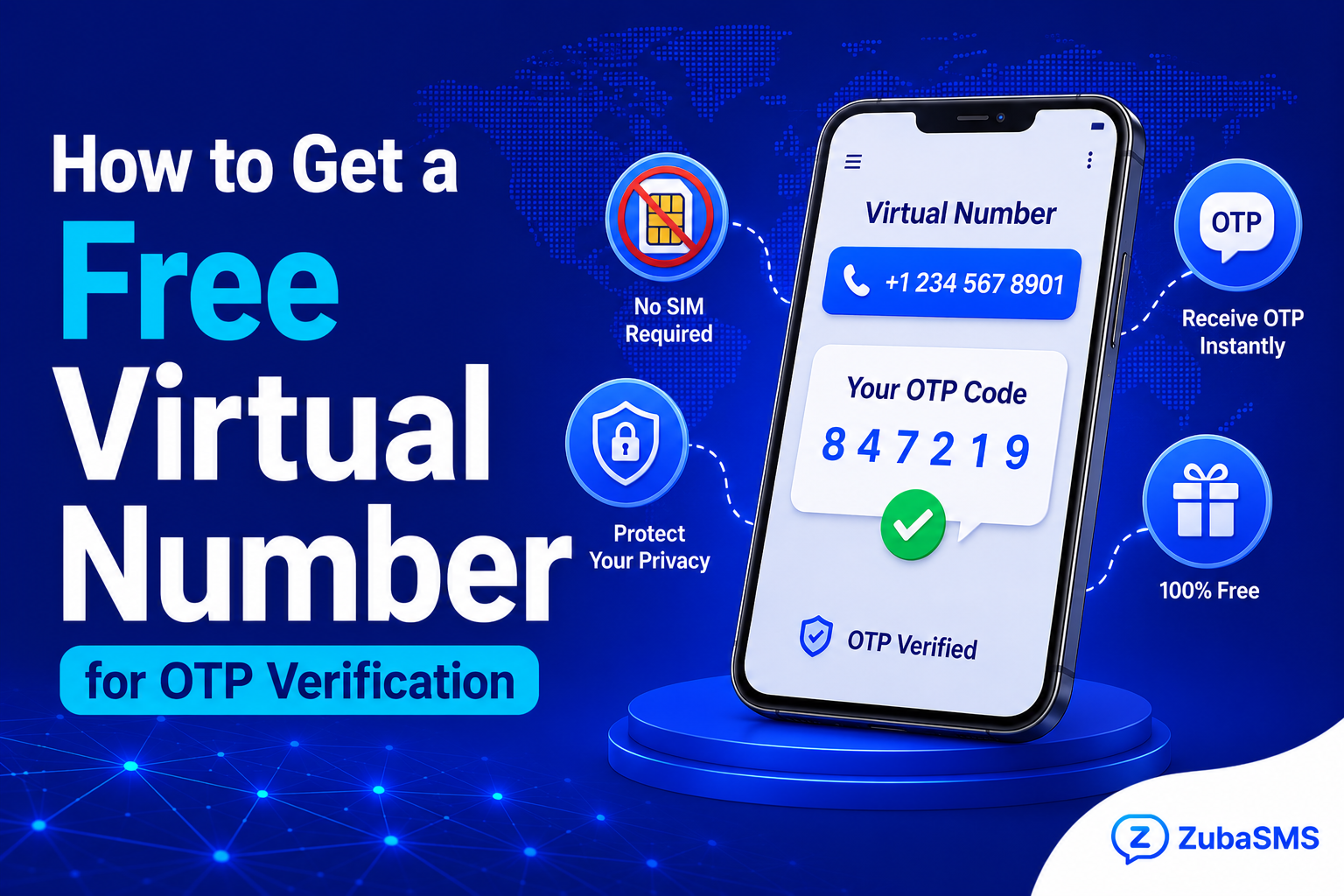 Guide explaining how to get a free virtual number for OTP verification and online SMS verification.