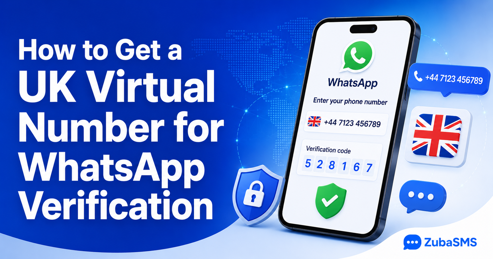 UK virtual phone number receiving a WhatsApp verification code.