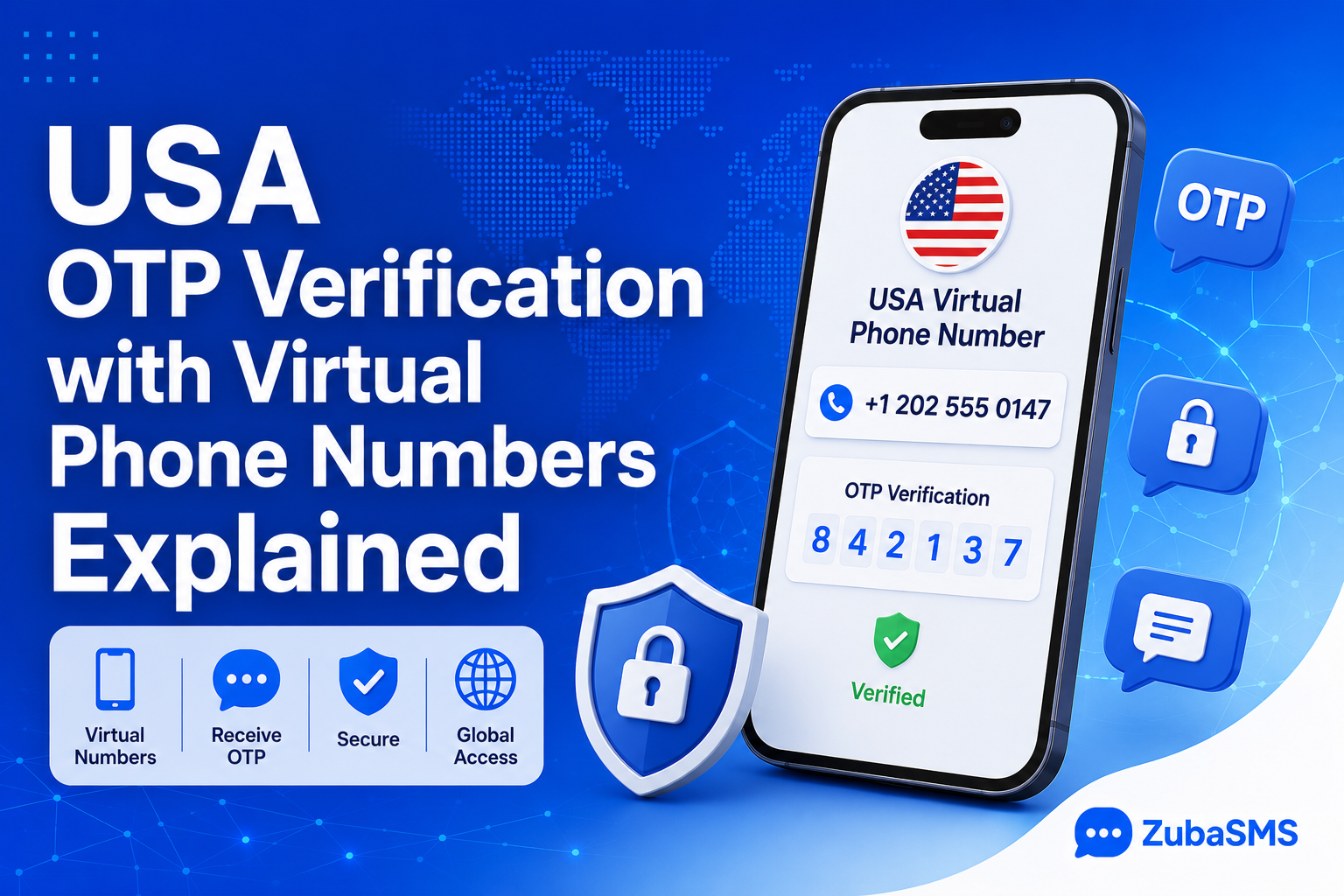 USA virtual phone number receiving an OTP verification code for secure online account verification.