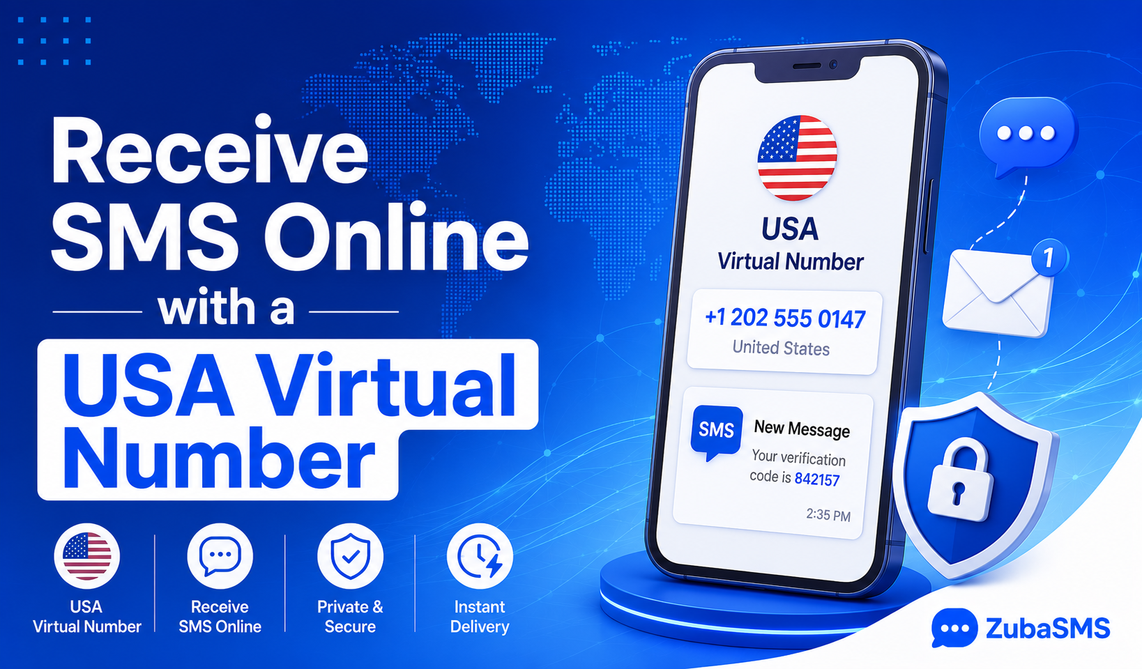 USA virtual phone number receiving online SMS verification codes through a secure dashboard.