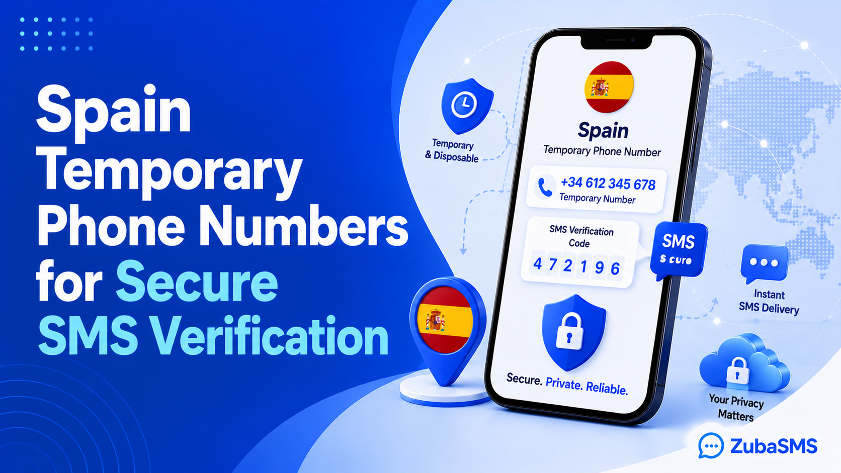 Spain temporary phone number used for secure SMS verification.