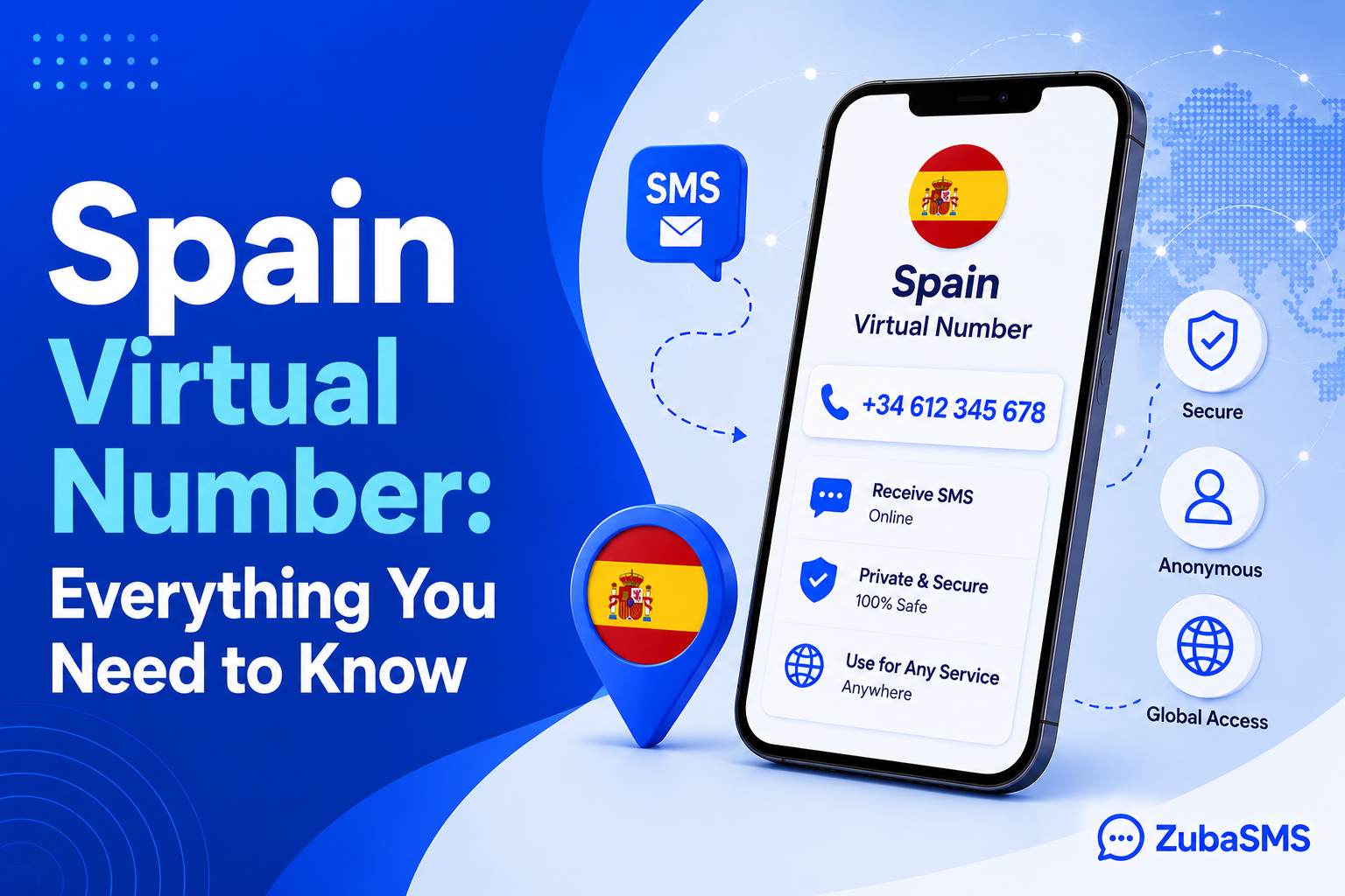 Spain virtual number used for SMS verification and online communication.