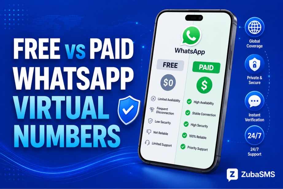 Free WhatsApp virtual number compared with paid virtual phone numbers