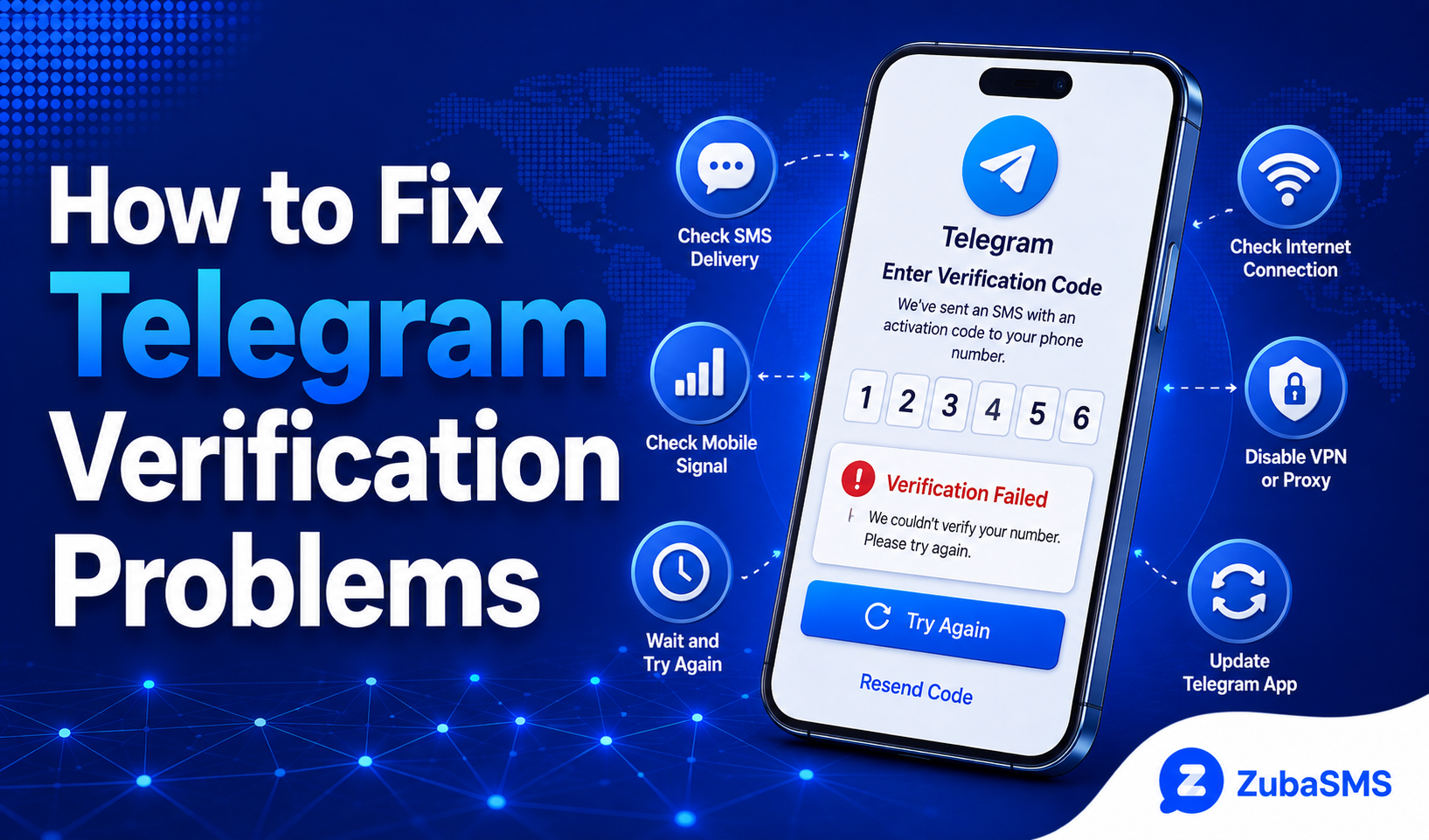 Telegram verification problems on a smartphone