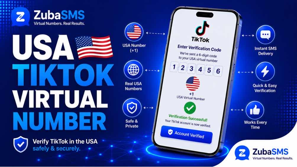 USA TikTok number displayed on a smartphone for SMS verification