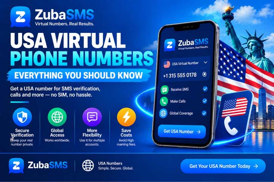 USA virtual phone number on a smartphone